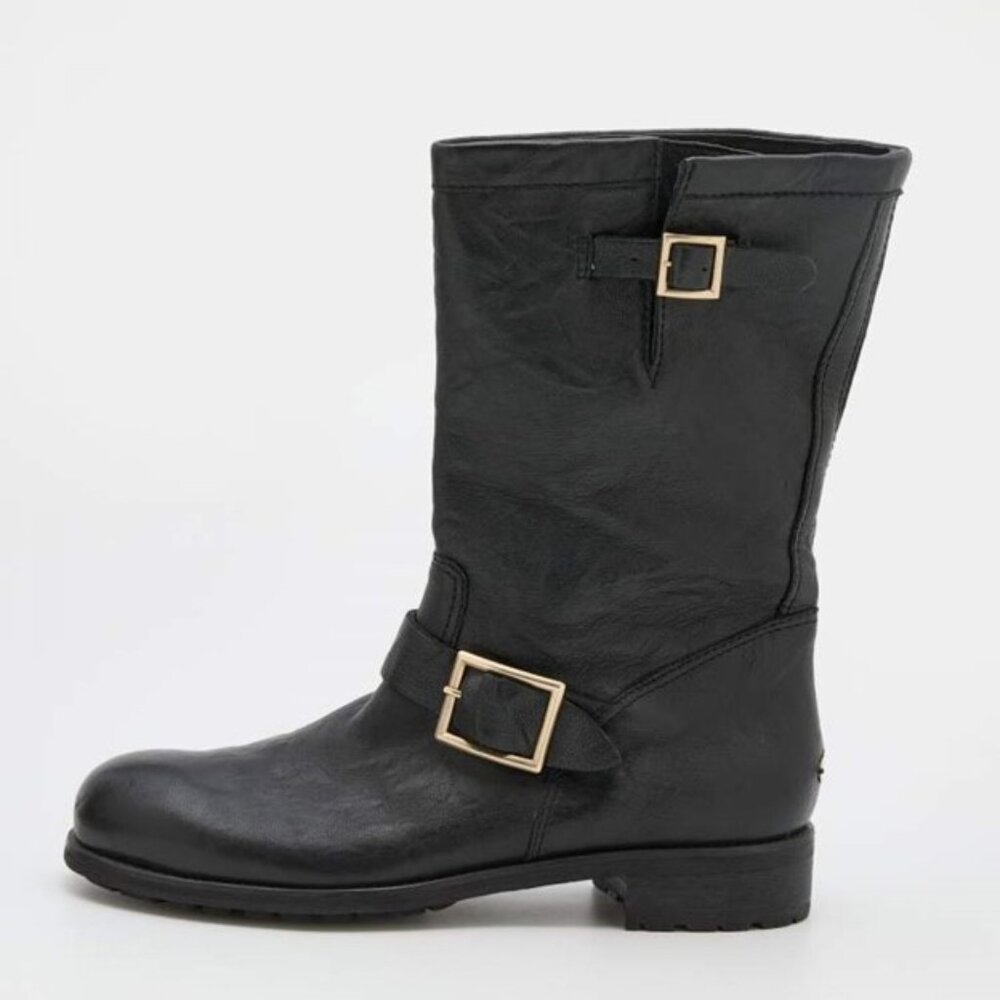 Jimmy Choo Black Leather Ankle Length Boots
